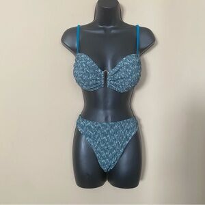 Teal Blue Textured Bikini Set